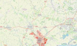 Heatmap of property prices in Witham