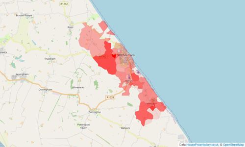 Heatmap of property prices in Withernsea