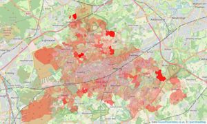 Heatmap of property prices in Horsell, Woking