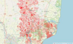 Heatmap of property prices in Woodbridge