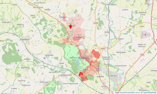 Heatmap of property prices in Woodstock