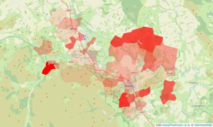 Heatmap of property prices in Wooler