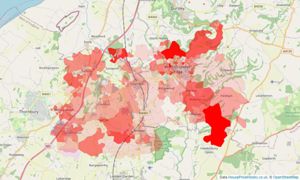 Heatmap of property prices in Wotton-under-edge