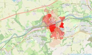 Heatmap of property prices in Wylam