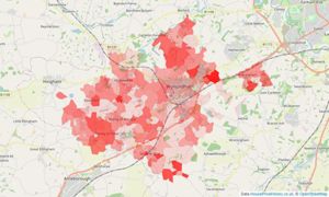 Heatmap of property prices in Wicklewood, Wymondham