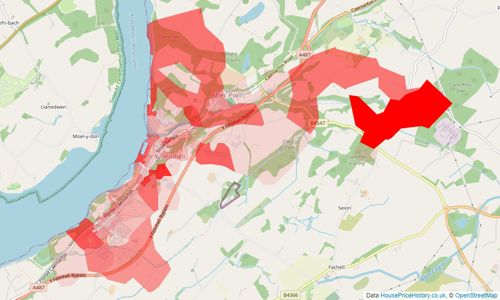 Heatmap of property prices in Y Felinheli