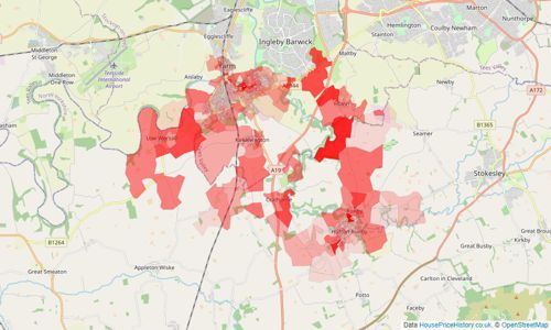 Heatmap of property prices in Yarm