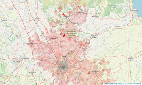 Heatmap of property prices in York